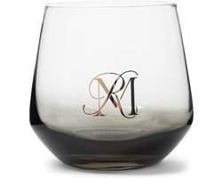 Riviera Maison Waterglas Zwart - RM Aura Gekleurd Glas - Glas - 350 ml - (ØxH) 9x9