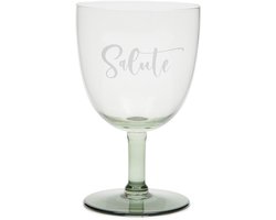 Riviera Maison Wijnglas gekleurd glas met tekst Groen - Salute Wittewijnglas - Glas - 335ml
