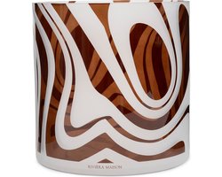 Riviera Maison Windlicht Bruin - RM Rond met Organisch Motief - Glas - (ØxH) 24.5x24.5