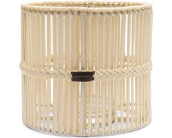 Riviera Maison Windlicht Groot Beige voor buiten - Bartolome Outdoor windlicht lantaarn rond gevlochten