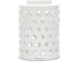 Riviera Maison Windlicht, Kaarsenhouder groot, met gaten print - RM La Baule Hurricane L - wit