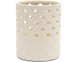 Riviera Maison Windlicht Klein Gebroken wit voor binnen - Danae Woven rond windlicht keramiek