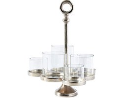 Riviera Maison Windlichten voor Binnen - Lisbon Multiple Hurricane S - Zilver - 1 Stuks