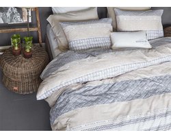 Riviera Maison Woven Nature Dekbedovertrek - Eenpersoons - 140x200/220 cm - Grey