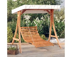 Riviera Royal Tweepersoons Hangmat met Zonnedak - Massief Vurenhout - Teak Finish - 400 x 120 x 210 cm – Casa Dorada