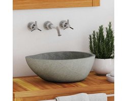 Riviersteen ovaal, stenen wastafel badkamer 37-46 cm