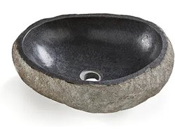 Riviersteen waskom ovaal grijs 45×40×15 cm – Torvigo