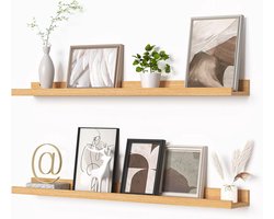 Rixora® Wandplank - set van 2 - zwevende planken met hoogglans afwerking - wandplank voor fotolijstjes en boeken - woonkamer - slaapkamer - badkamer - keuken - 55cm x 10cm x 4cm - Bruin