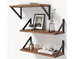 Rixora® Wandplanken Wit - Set van 3 - 40cm - Hout - Voor Keuken, Badkamer & Woonkamer - Zwevend - Inclusief Schroeven