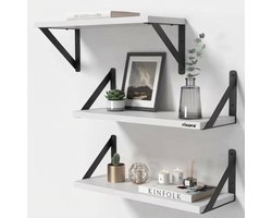 Rixora® Zwevende Wandplank Set van 3 - 40cm - Houten Boekenplank - Voor Woonkamer, Keuken & Badkamer - Incl. Bevestigingsmateriaal