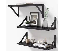 Rixora® Zwevende Wandplank Set van 3 - 40cm - Houten Boekenplank - Voor Woonkamer, Keuken & Badkamer - Incl. Bevestigingsmateriaal