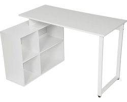RM Store® - Bureau Met Kast - Kantoorbureau Met Boekenplank - Studietafel - Slaapkamer - Kantoor - Wit - 116 x 80 x 75 cm.