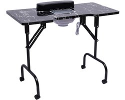 RM Store® - Opvouwbare Marmeren Nageltafel - Manicure Bureau - Met Afzuiger - Nagelstudio - Zwart - 90 x 40 x 70 cm.