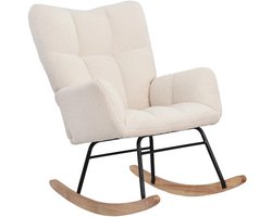RM Store® - Teddy Schommelstoel - Moderne Ontspanningsstoel - Hoge Rugleuning - Woonkamer - Wit - 52.5 x 88 x 96 cm.