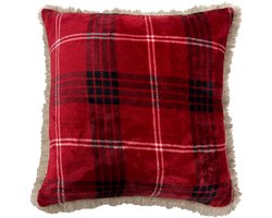 ROB - sierkussen 45x45 cm - geruit - Biking Red - rood