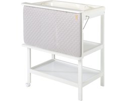 roba Baby 'Baby Pool' Combi Badtafel met 'roba Style Grey' Zwenkbare Aankleedmat & 2 Wielen, Wit