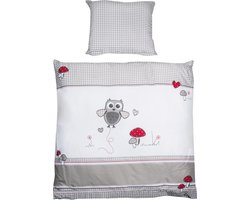 Roba Beddengoed Adam & Owl 80 X 80 Cm Katoen Grijs/wit 2-delig