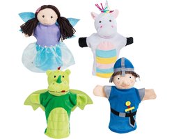 roba Handpoppenset van Pluche & Vilt, 4-delige Poppenfiguren, Hand-/Poppenkast voor Poppentheater