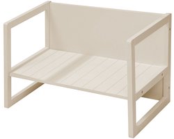 roba Houten Bank in Landelijke Stijl - Omvormbaar tot Tafel of Bank met 2 Zithoogtes - Beige / Kasjmier