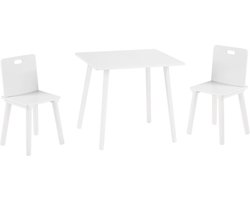 roba Houten Kinderspeeltafel en Stoelenset - Met 2 Stoelen en 1 Tafel - Wit