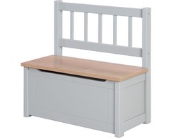 roba Houten Speelgoed Opbergbankje voor Houten Kinderen 'Woody' - Vanaf 18 Maanden - Grijs / Natuurlijke Look
