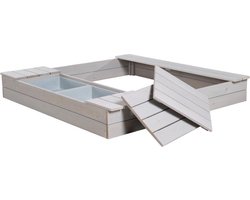 roba Houten Zandbak 'Outdoor +' - Met 2 Speelkuipen - Grijs Geglazuurd