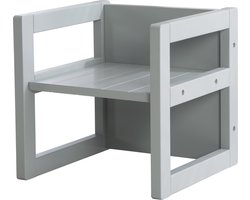 roba Kinderkrukje - Landhuisstijl - Omkeerbaar Krukje met 3 Zithoogtes - Grijs