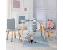 Roba kinderzitgroep, kindermeubelset van 2 kinderstoelen & 1 tafel grijs lackiert