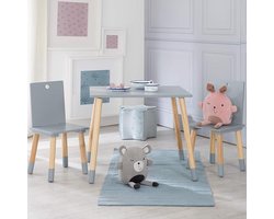Roba kinderzitgroep, kindermeubelset van 2 kinderstoelen & 1 tafel grijs lackiert