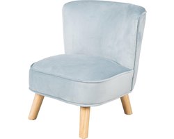 roba Lil Sofa Comfortabele Fluwelen Poef voor Kinderen met Stevige Houten Voetjes - Lichtblauw
