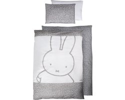 roba Omkeerbaar Nijntje Beddengoedset 2 Stuks - 100% Katoenen Beddengoed voor Kinderen 100 x 135cm (Grijs)