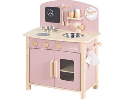 roba Speelkeuken Mauve/Roze - Speelgoedkeukenblok - 2 Kookplaten, Spoelbak, Kraan & Accessoires