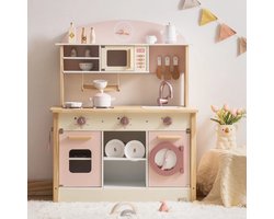 Robotime - ROBUD Houten Moderne Speelkeuken - Luchtblauw - Speelset met Volledige Accessoires - Voor Peuters 3+