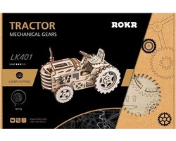 Robotime Tractor Modelbouwset Mechanisch Opwindbaar - Rijdt en stuurt Echt! - DIY Houten Modelbouw voor Jongeren/Volwassenen - Modelbouwpakket LK401 voor Jong en Oud - 135-Delig