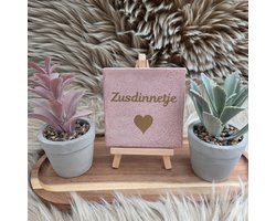 Robuust Tegeltje – Zusdinnetje – 10x10 cm – Lief Cadeau voor Zus of Beste Vriendin – Stijlvolle Wanddecoratie met Betekenis – Trendy nu