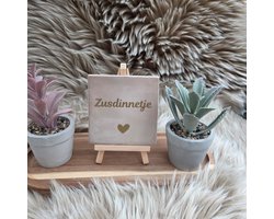 Robuust Tegeltje – Zusdinnetje – 10x10 cm – Lief Cadeau voor Zus of Beste Vriendin – Stijlvolle Wanddecoratie met Betekenis – Trendy nu