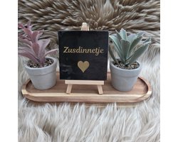 Robuust Tegeltje – Zusdinnetje – Zwart Keramiek met Gouden Tekst – 10x10 cm – Lief Cadeau voor Zus of Beste Vriendin – Stijlvolle Wanddecoratie met Betekenis – Trendy nu