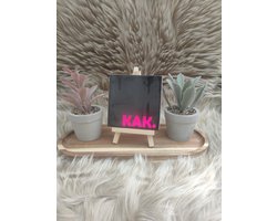 Robuust Wenstegeltje – Hip trendy tegeltje –Zwart Tegeltje met fel roze Tekst – “KAK.” – 10X10cm – Humoristisch Cadeau – Trendy nu – Wanddecoratie – Cadeau voor Nieuwe Woning, Housewarming of voor vriend(in) – Sfeervol en Persoonlijk – Zomaar