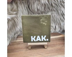 Robuust Wenstegeltje “KAK.” – 10X10CM – Humoristisch Cadeau – Trendy nu – Cadeau voor Nieuwe Woning, Housewarming of voor vriend(in) – Sfeervol en Persoonlijk – Zomaar - Wc decoratie – Decoratief Tegeltje met Standaard – Cadeau Idee