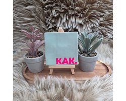 Robuust Wenstegeltje “KAK.” – 10X10CM – Humoristisch Cadeau – Trendy nu – Cadeau voor Nieuwe Woning, Housewarming of voor vriend(in) – Sfeervol en Persoonlijk – Zomaar - Wc decoratie – Decoratief Tegeltje met Standaard – Cadeau Idee