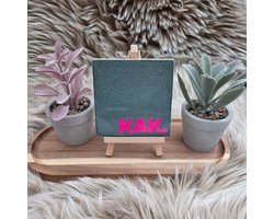 Robuust Wenstegeltje “KAK.” – 10X10CM – Humoristisch Cadeau – Trendy nu – Wanddecoratie – Cadeau voor Nieuwe Woning, Housewarming of voor vriend(in) – Sfeervol en Persoonlijk – Zomaar - Wc decoratie – Decoratief Tegeltje met Standaard – Cadeau Idee