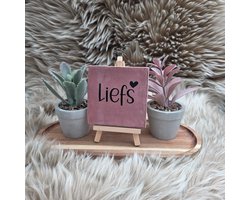 Robuust wenstegeltje “Liefs” – Keramiek 10x10 cm – Liefdevolle Wanddecoratie & Cadeau – teksttegel liefde – roze keramiek tegel – cadeau vriendin – decoratieve tegel met tekst – woondecoratie quotes – kleine tegel met spreuk – romantisch cadeau