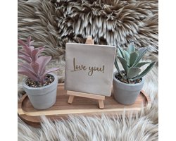 Robuust wenstegeltje - Love You! – Romantische Decoratietegel met Tekst – Perfect Cadeau voor Liefde, Valentijn en Jubileums - Trendy nu - 10x10 - Valentijnsdag - Verliefd – Liefde