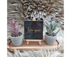 Robuust wenstegeltje - Love You! – Romantische Decoratietegel met Tekst – Perfect Cadeau voor Liefde, Valentijn en Jubileums - Trendy nu - 10x10 - Valentijnsdag - Verliefd - Liefde