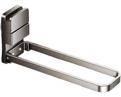 Robuuste grijze zelfklevende haak, opvouwbaar handdoekrek zonder boren, moderne handdoekhouder met eenvoudige installatie en elegant design.