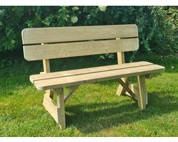 Robuuste Houten Tuinbank 150 cm – Geïmpregneerd Hout – Degelijke 3-Zits Tuinbank – Stevige Buitenbank