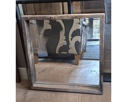robuuste landelijke 60X60 cm Vierkante spiegel met oude houten lijst