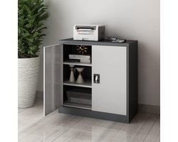 Robuuste metalen archiefkast met slot en twee deuren voor kantoor en thuis