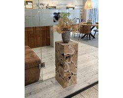 Robuuste teakhouten bijzettafel 30x30x80 - plantenpot - duurzaam - interieur - woonkamer - houten meubel - rustiek - multifunctioneel - teak - hout - houten krukje - kruk - krukje - kubus