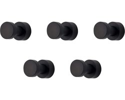 Robuuste zelfklevende haken voor badkamer keuken deur kast messing - 5 stuks (zwart) Kapstok
